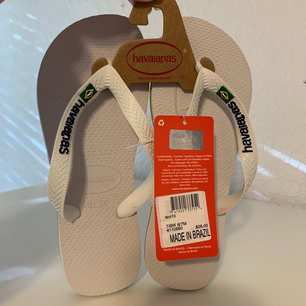 White Havaianas Flip Flips
